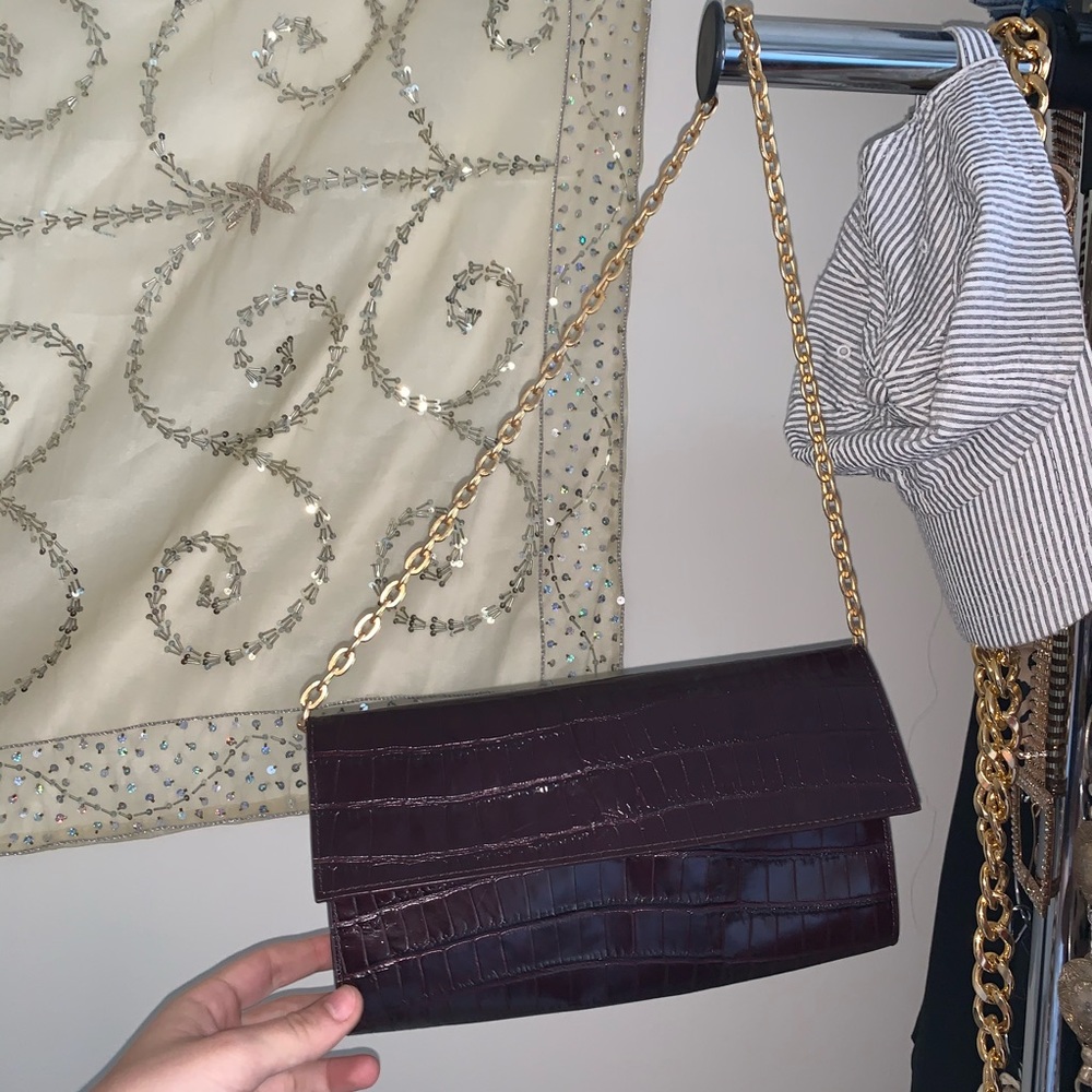 Crocodile patent over the shoulder bag